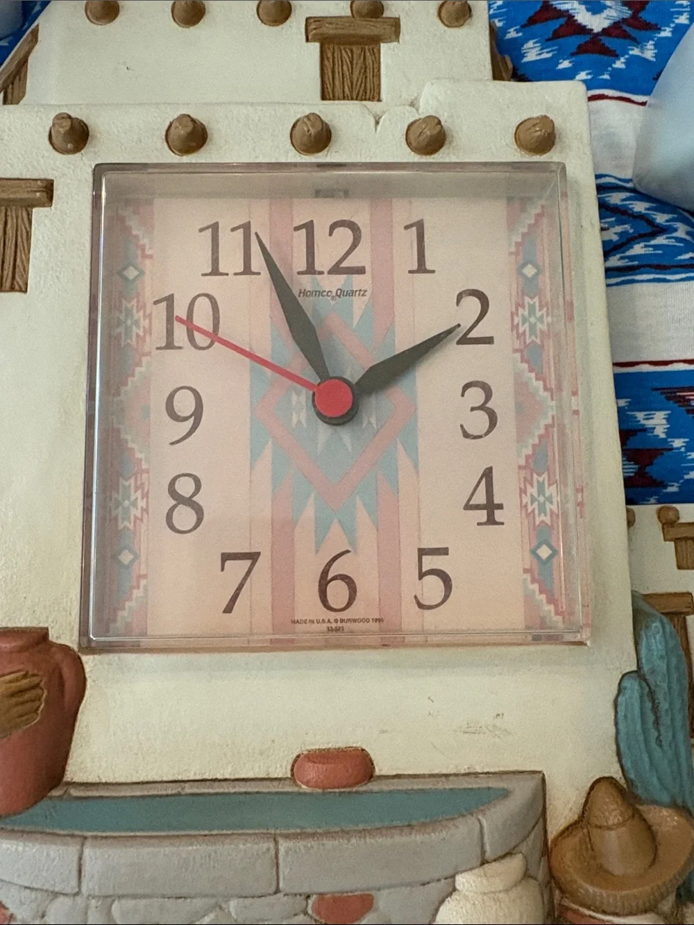 Homco Burwood Products Southwestern  Santa Fe Taos style Wall Clock MCM  kitschy